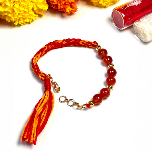 Orange Carnelian Bracelet Rakhi Symbol of Courage & Creativity