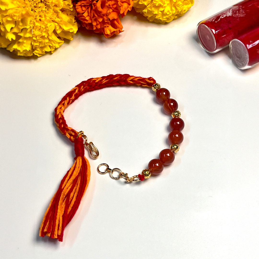 Orange Carnelian Bracelet Rakhi Symbol of Courage & Creativity