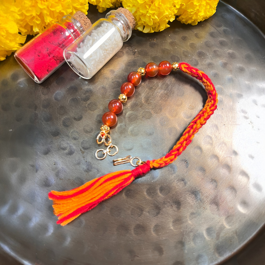 Orange Carnelian Bracelet Rakhi Symbol of Courage & Creativity