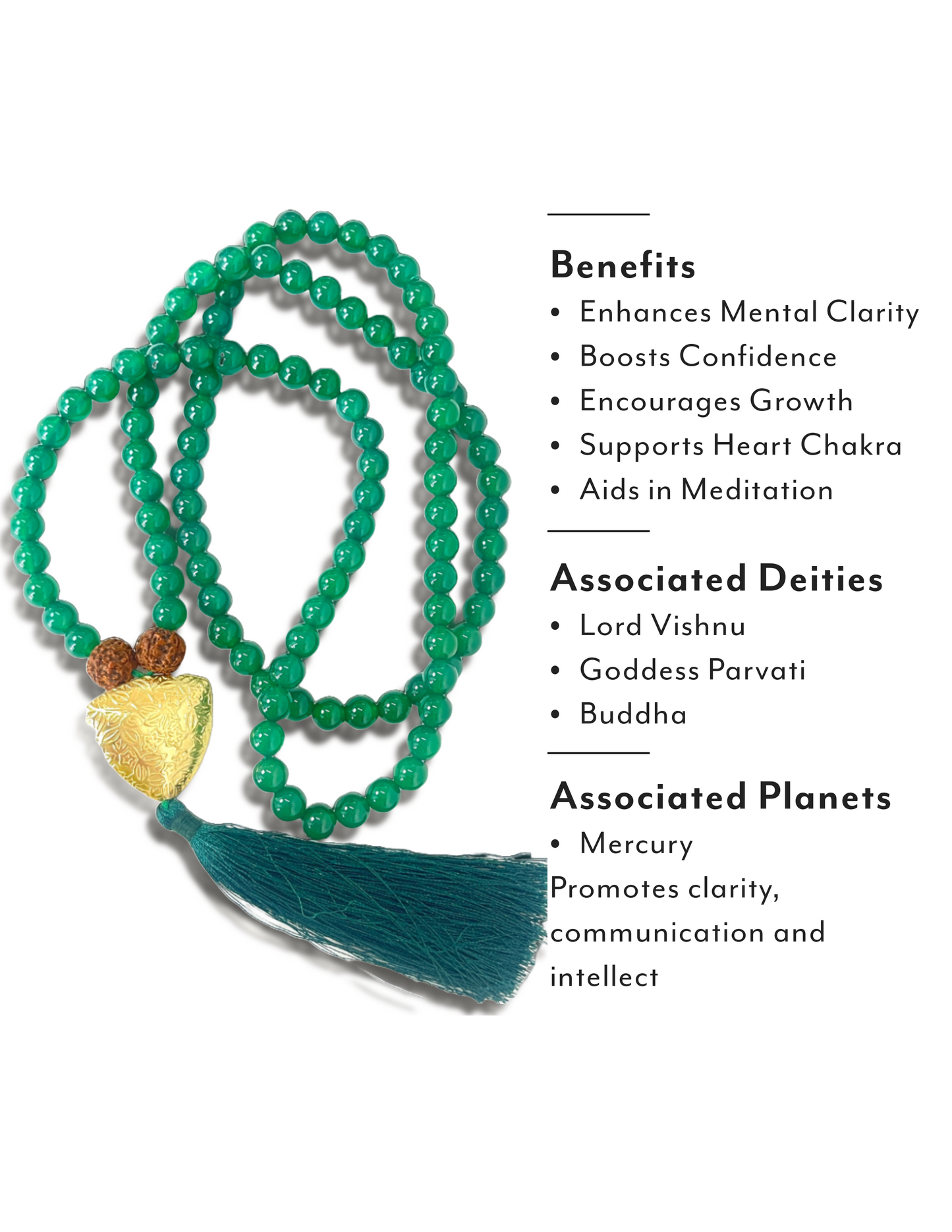 Green Onyx Japa Mala For Calmness, Clarity & Inner Strength