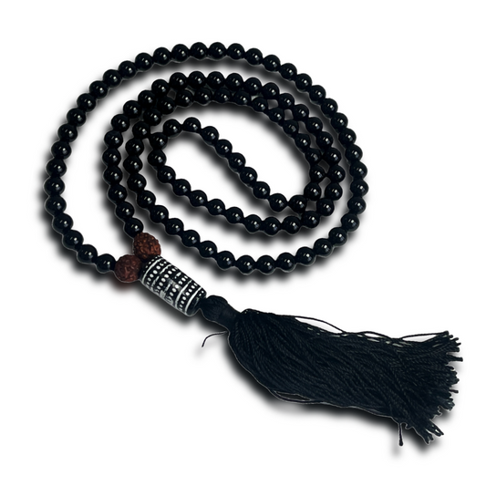 Black Tourmaline Japa Mala For Protection, Grounding, Resilience