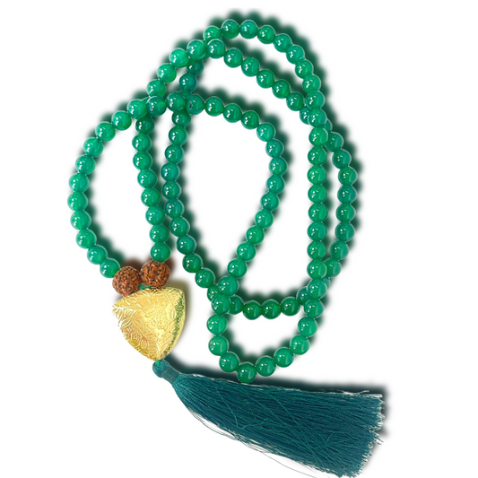 Green Onyx Japa Mala For Calmness, Clarity & Inner Strength