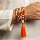 Tulsi and Carnelian (54+1) Guru Bead Japa Mala For Devotion, Strength & transformation