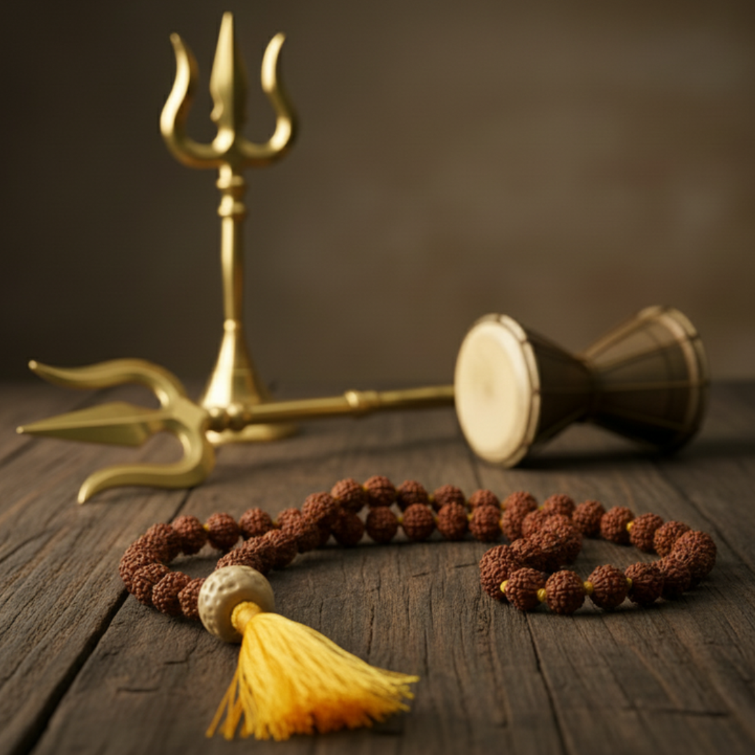 6mm Natural Rudraksha (54+1) Guru Bead Japa Mala For Devotion, Spiritual Clarity & Protection