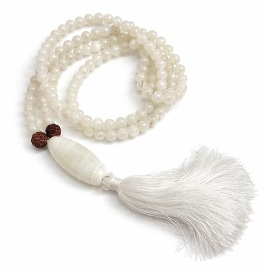 Moonstone (108+1) Guru Beads Japa Mala For Inner Peace, Intuition & Emotional