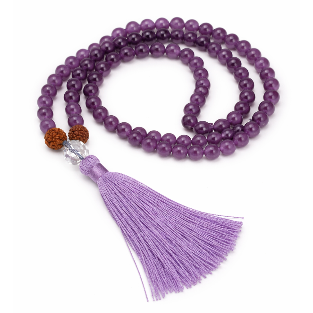 Amethyst (108+1) Guru bead Japa Mala For Calmness, Clarity & Intuition