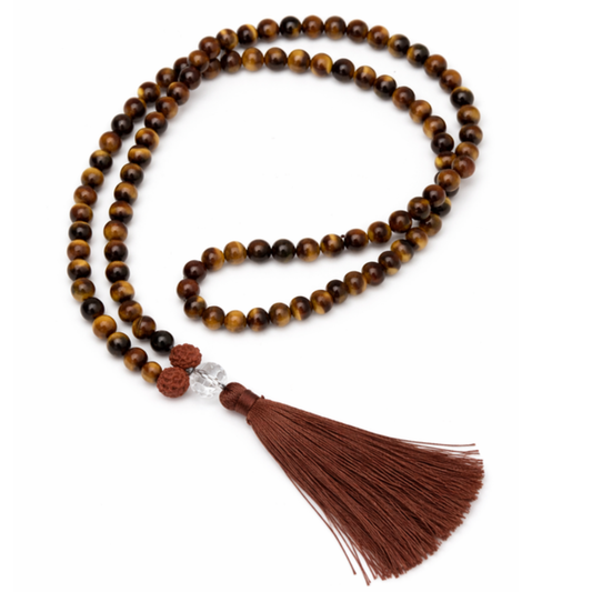 Tiger Eye (108+1) Guru bead Japa Mala For Courage, Confidence & Protection