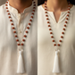 5 Mukhi Rudraksha+Clear Quartz (108+1) Guru bead Japa Mala For Purity, Clarity & Balance
