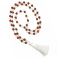 5 Mukhi Rudraksha+Clear Quartz (108+1) Guru bead Japa Mala For Purity, Clarity & Balance