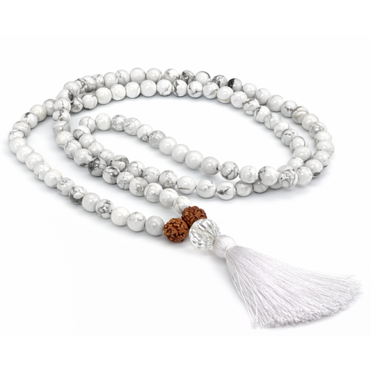 Howlite (108+1) Guru Bead Japa Mala For Calmness, Awareness & Balance