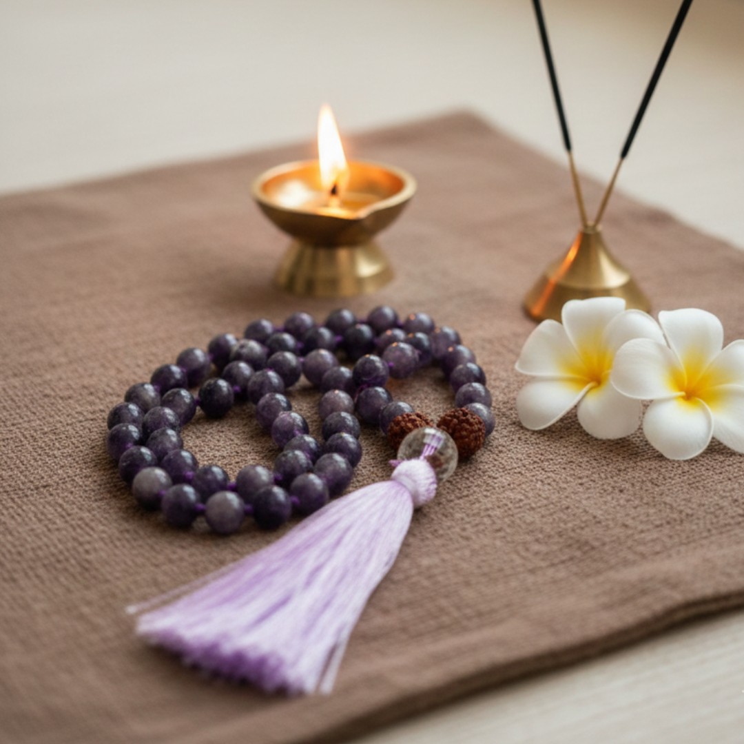 Amethyst (54+1) Guru bead Japa Mala For Calmness, Clarity & Intuition
