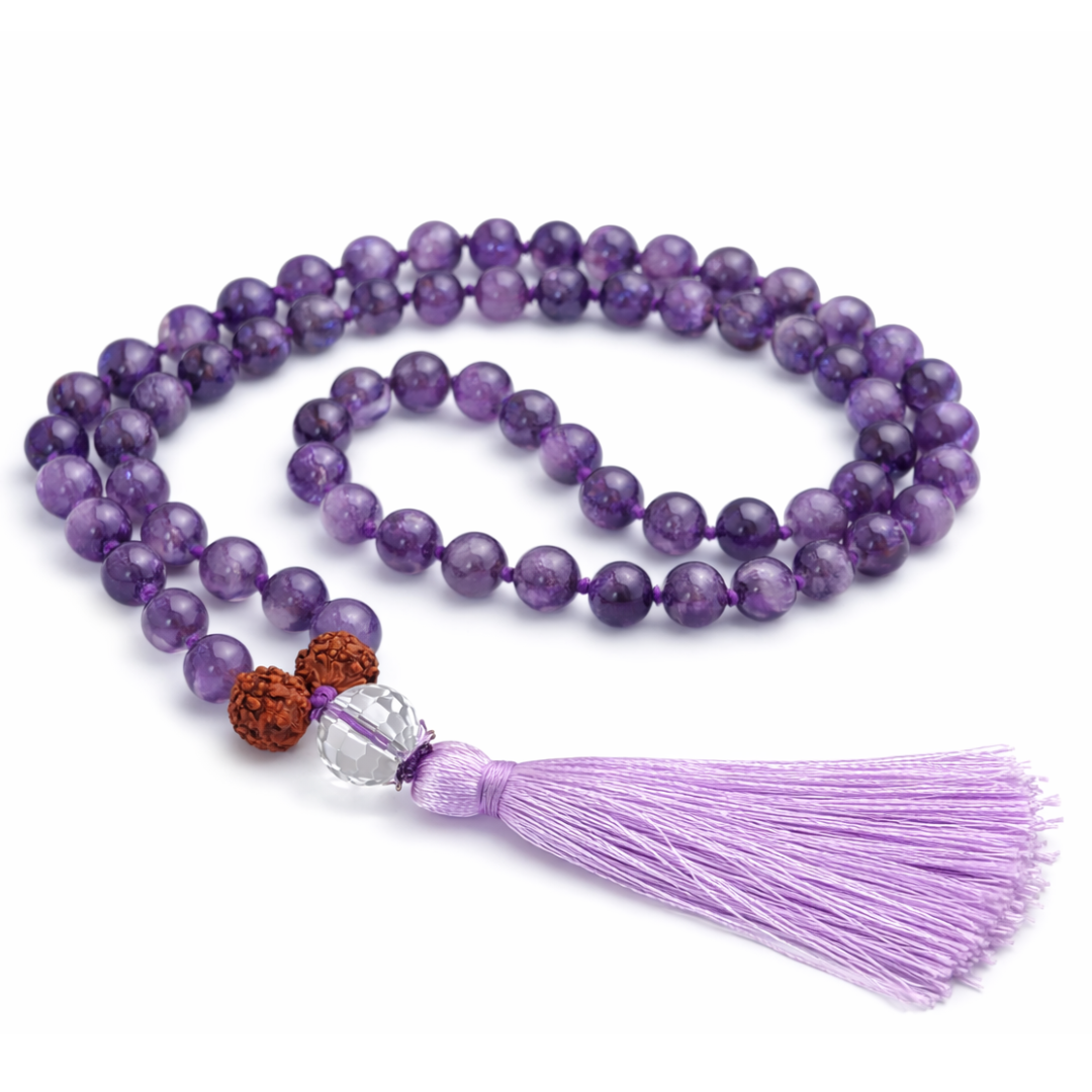 Amethyst (54+1) Guru bead Japa Mala For Calmness, Clarity & Intuition