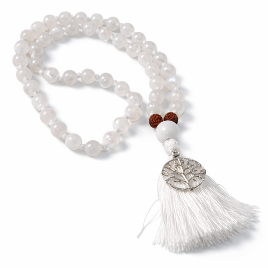 Moonstone (54+1) Guru Beads Japa Mala For Inner Peace, Intuition & Emotional