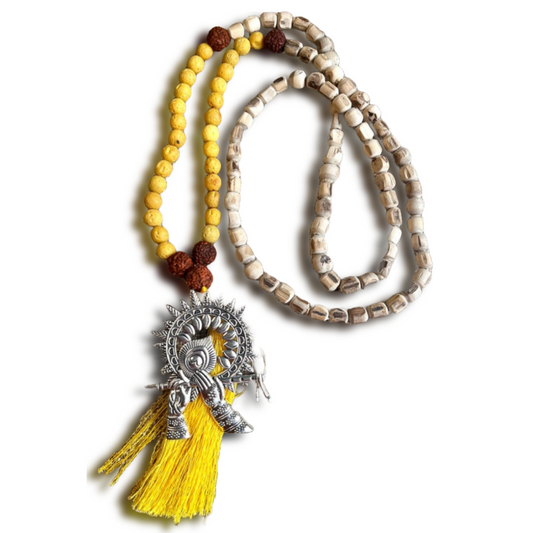 Tulsi & Yellow Lava Japa Mala For Devotion, Resilience & Spiritual Growth